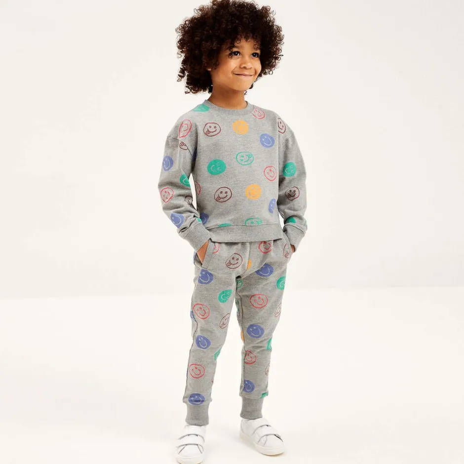 Joyday Grey Marl Cotton Happy Faces Tracksuit Outlet