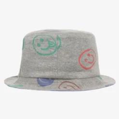 Joyday Grey Marl Cotton Happy Faces Bucket Hat Clearance