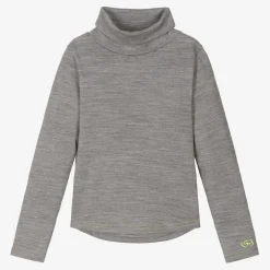 Smalls Merino Grey Marl Merino Wool Roll Neck Top