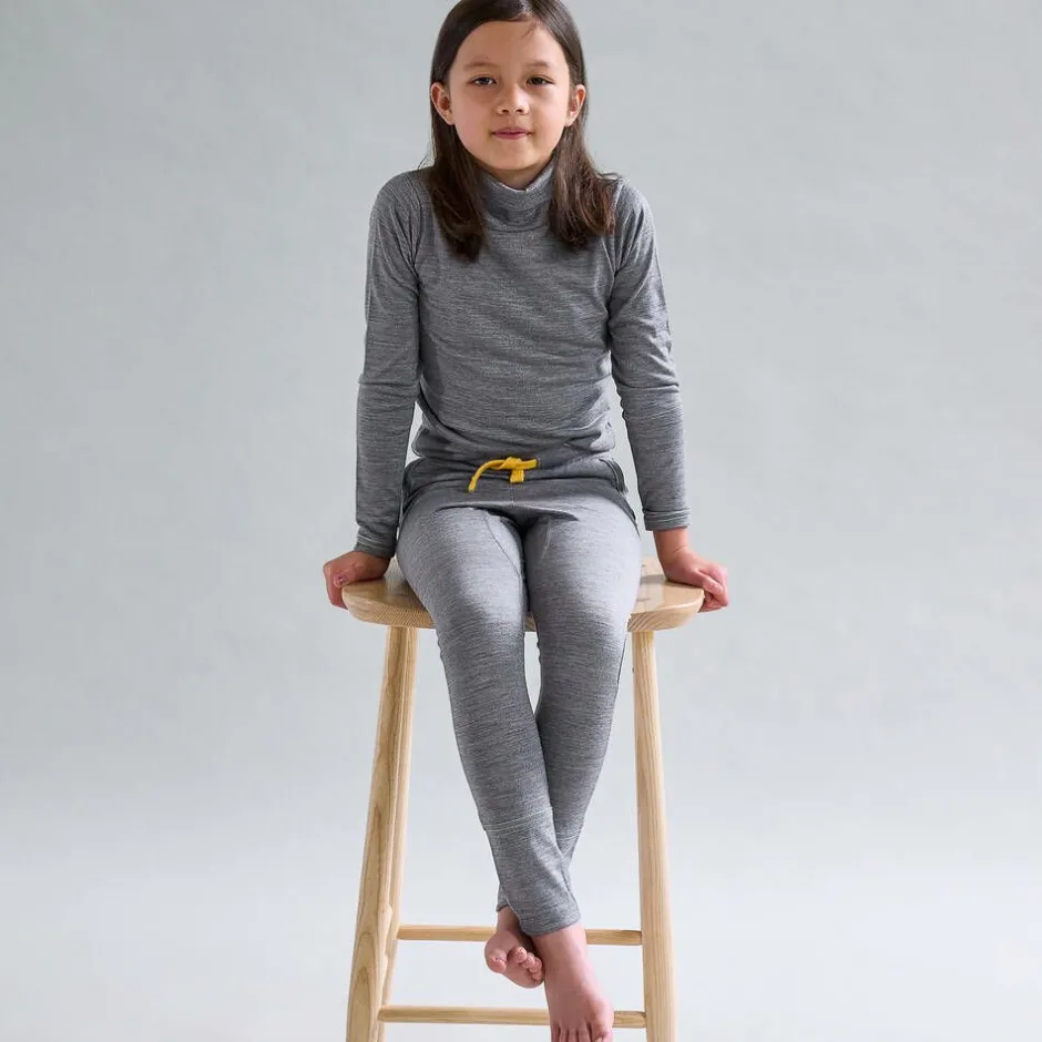 Smalls Merino Grey Marl Merino Wool Roll Neck Top