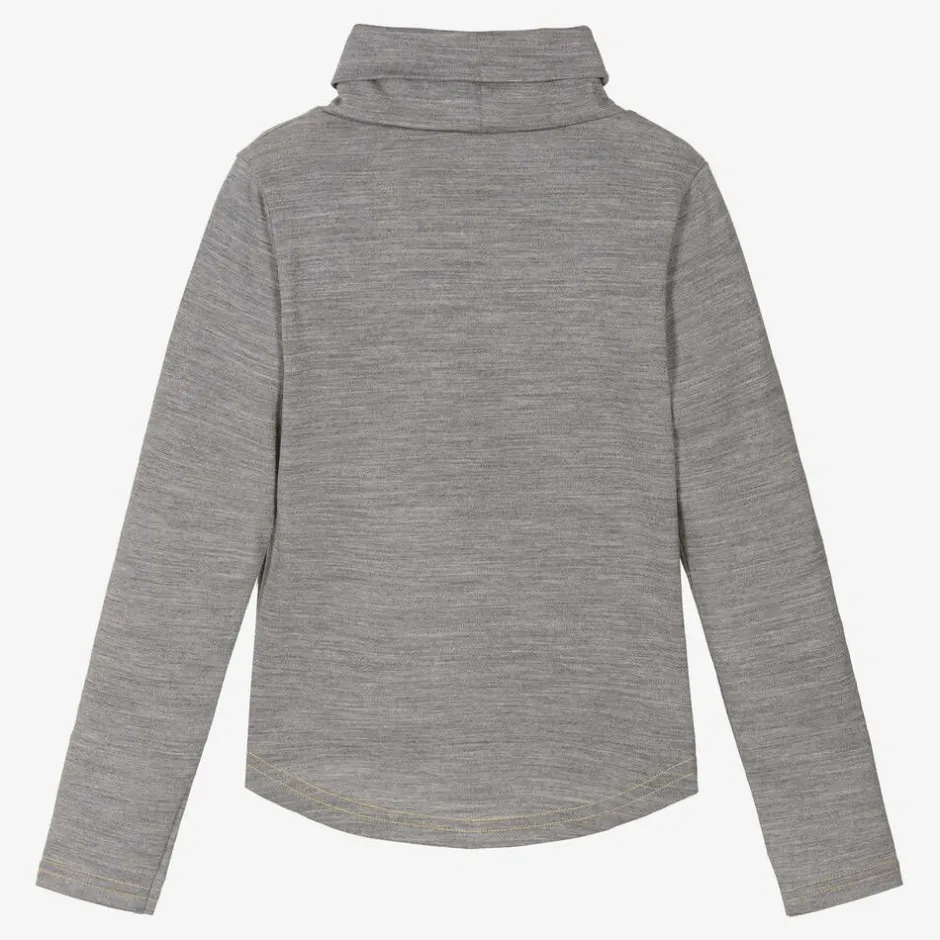 Smalls Merino Grey Marl Merino Wool Roll Neck Top