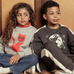 Mini Rodini Grey Organic Cotton Cat Print Sweatshirt Clearance