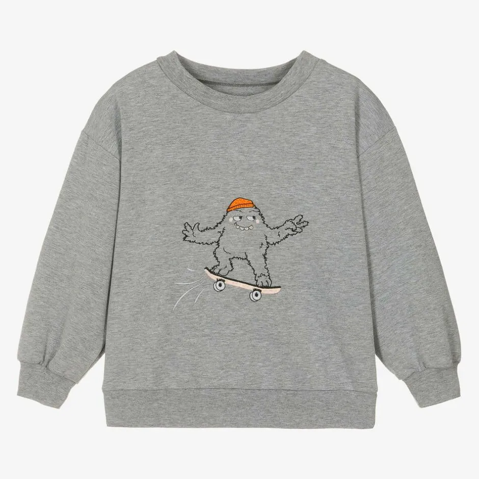 Wauw Capow Grey Organic Cotton Monster Sweatshirt Outlet