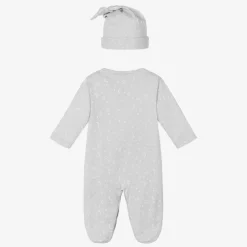 Kissy Kissy Grey Pima Cotton Crescent Moonlight Babygrow Set New