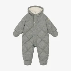 Bonpoint Grey Quilted Down Snowsuit Hot