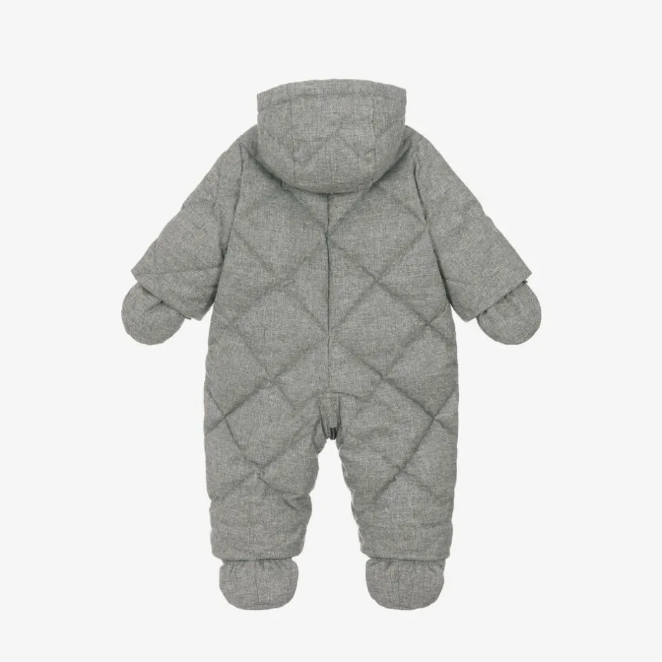 Bonpoint Grey Quilted Down Snowsuit Hot