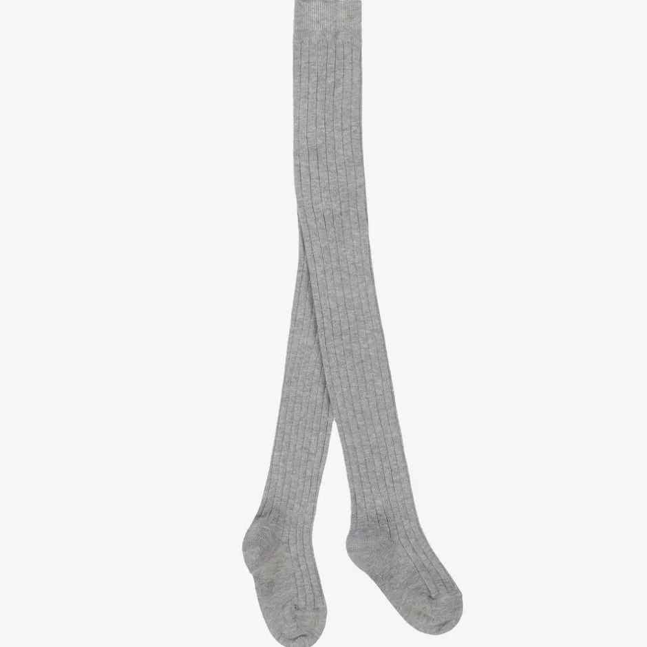 Falke Grey Ribbed Cotton Knit Tights Best