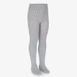 Falke Grey Ribbed Cotton Knit Tights Best