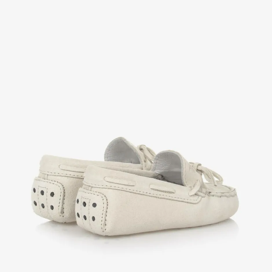 Tods Grey Suede Leather Pre-Walker Moccasins