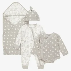 The Little Tailor Grey Woodland Print Cotton Babysuit Set Sale