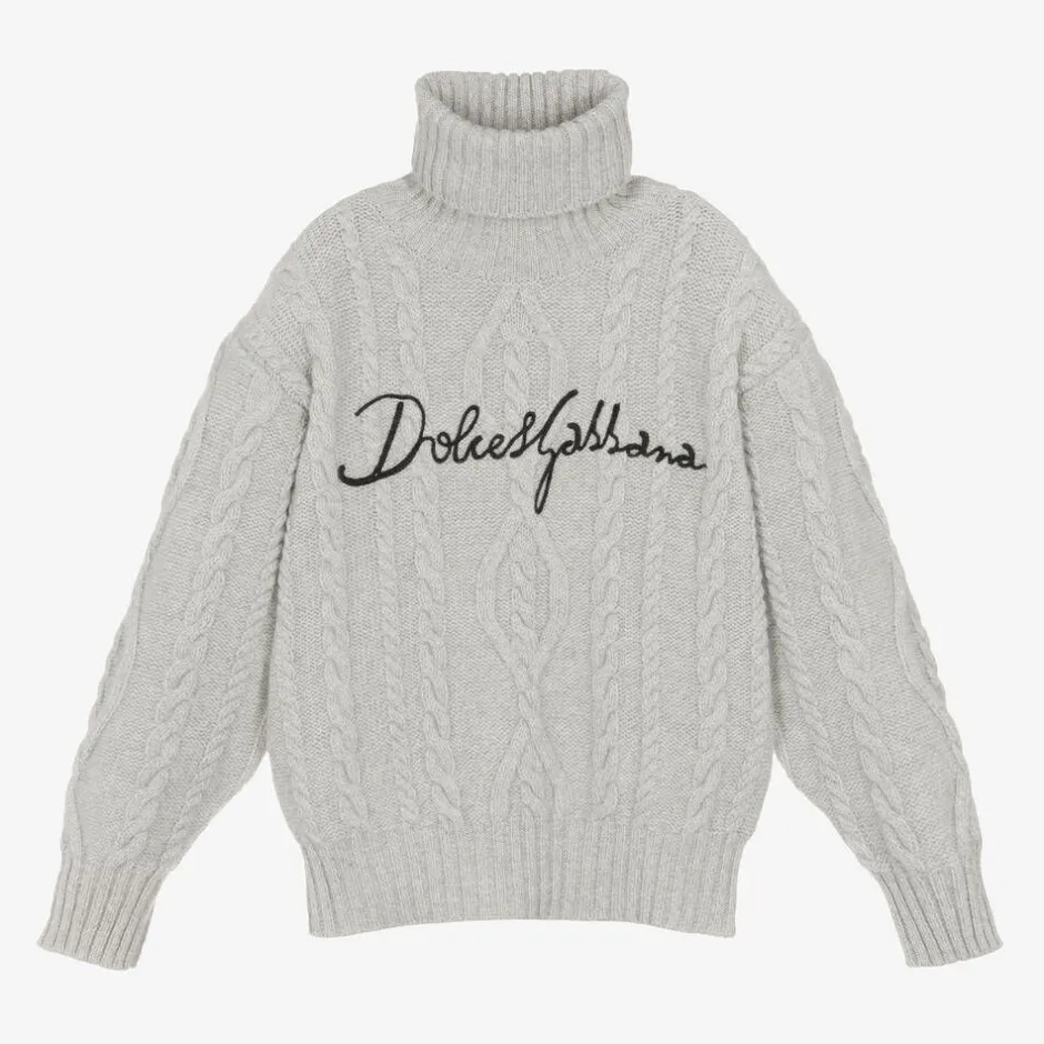 Dolce amp; Gabbana Grey Wool & Cashmere Roll Neck Sweater