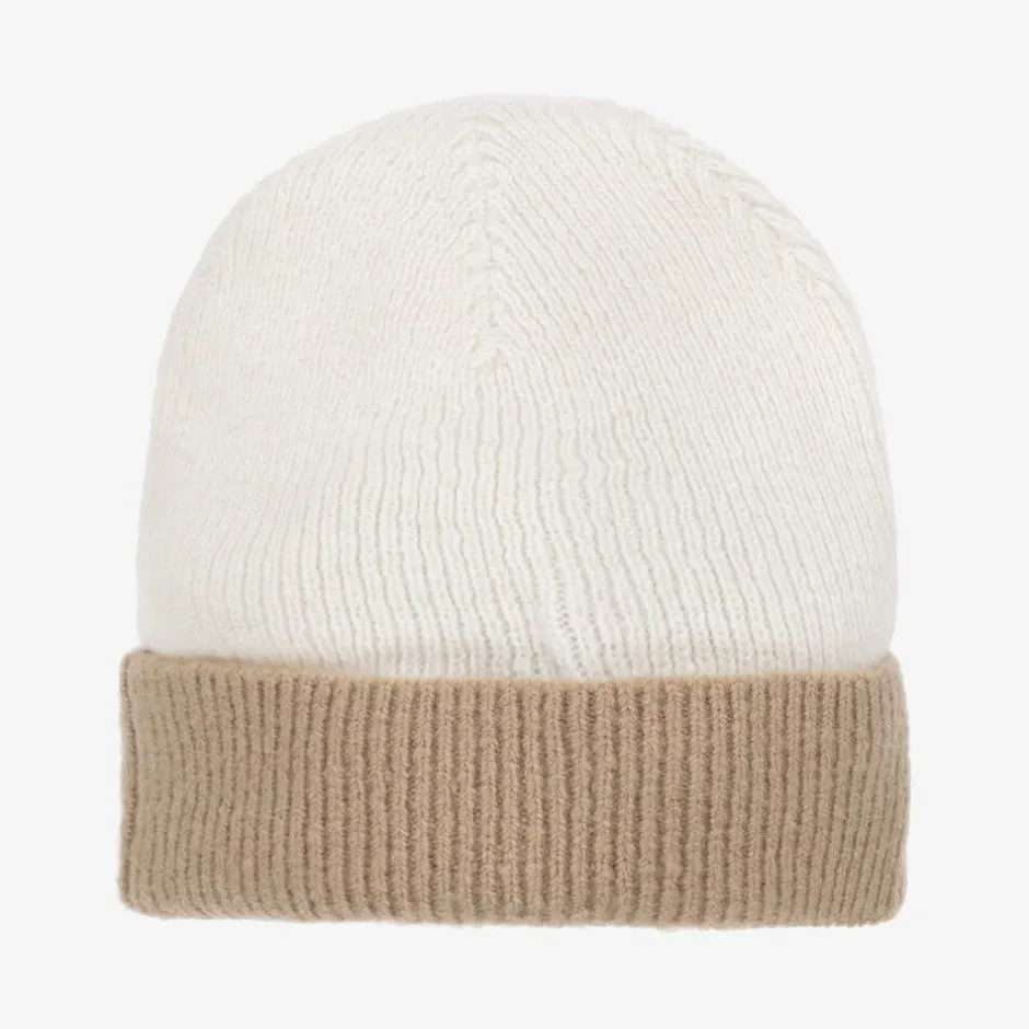 Tommy Hilfiger Ivory & Beige Knitted Beanie Hat Clearance