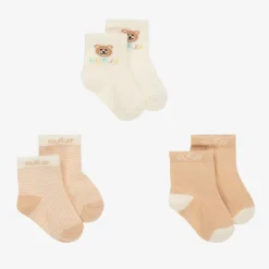 Guess Ivory & Beige Teddy Bear Socks (3 Pack) Outlet