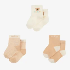 Guess Ivory & Beige Teddy Bear Socks (3 Pack) Outlet