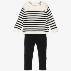 Tommy Hilfiger Ivory & Blue Cotton Baby Leggings Set Best