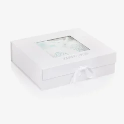 Roberto Cavalli Ivory & Blue Cotton Monogram Babysuit Set Outlet