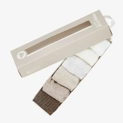 Mayoral Newborn Ivory & Brown Cotton Baby Socks (6 Pack) Outlet