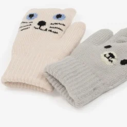 Molo Ivory & Grey Knitted Animal Mittens (2 Pack) Greysnow Sale