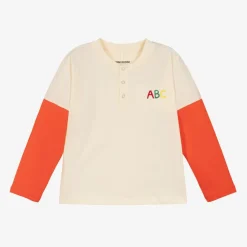 Mini Rodini Ivory & Orange Organic Cotton Top Hot