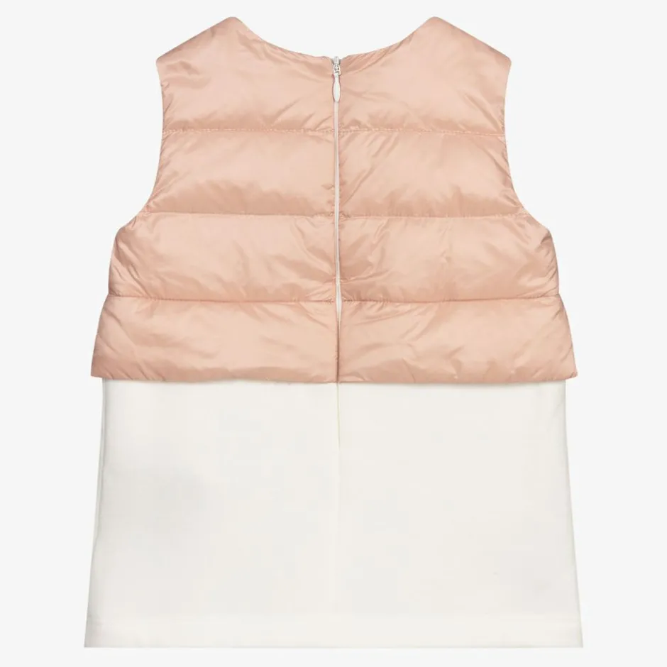 Moncler Enfant Ivory & Pink Down Padded Dress Outlet