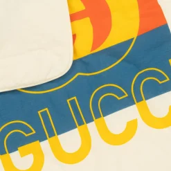Gucci Ivory & Blue Cotton Interlocking G Blanket (80cm) Hot
