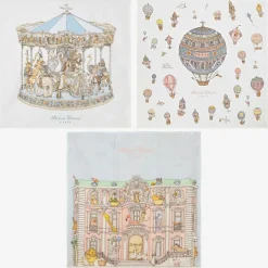 Atelier Choux Paris Ivory & Blue Organic Cotton Swaddles (3 Pack)