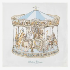 Atelier Choux Paris Ivory & Blue Organic Cotton Swaddles (3 Pack)