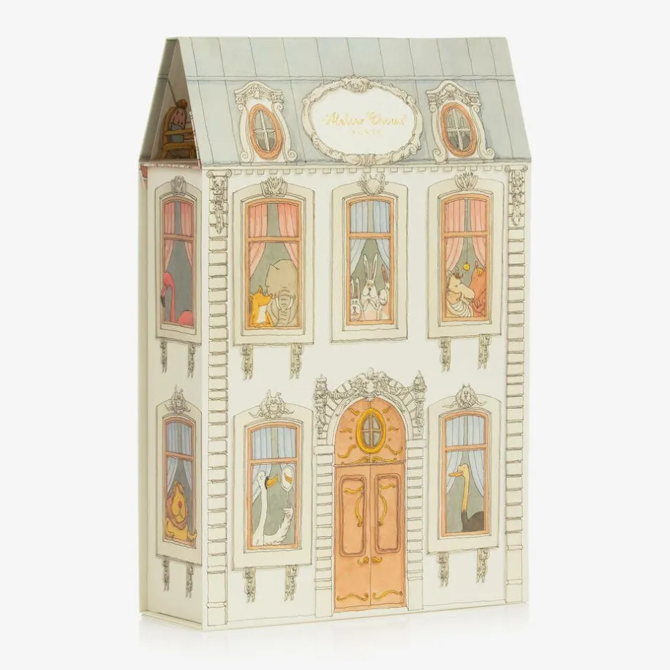 Atelier Choux Paris Ivory & Blue Organic Cotton Swaddles (3 Pack)