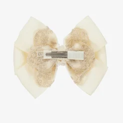 Cute Cute Ivory & Gold Bow Clip (11cm) Hot