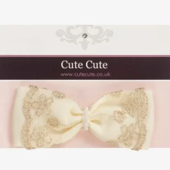 Cute Cute Ivory & Gold Lace Bow Headband Outlet