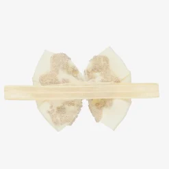 Cute Cute Ivory & Gold Large Bow Headband Hot
