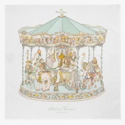 Atelier Choux Paris Ivory & Green Carousel Swaddle (97cm) Discount