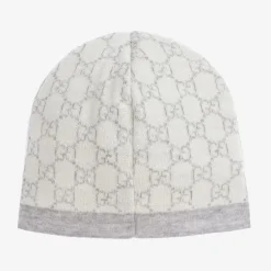 Gucci Ivory & Grey Wool GG Baby Hat Best