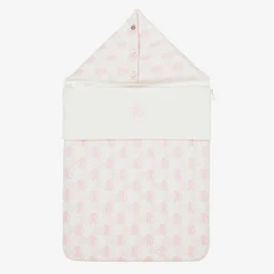 Roberto Cavalli Ivory & Pink Cotton Monogram Baby Nest (73cm) Sale