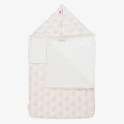 Roberto Cavalli Ivory & Pink Cotton Monogram Baby Nest (73cm) Sale