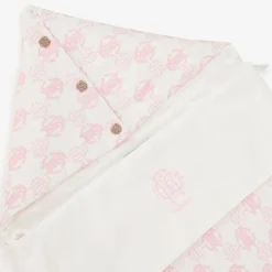 Roberto Cavalli Ivory & Pink Cotton Monogram Baby Nest (73cm) Sale