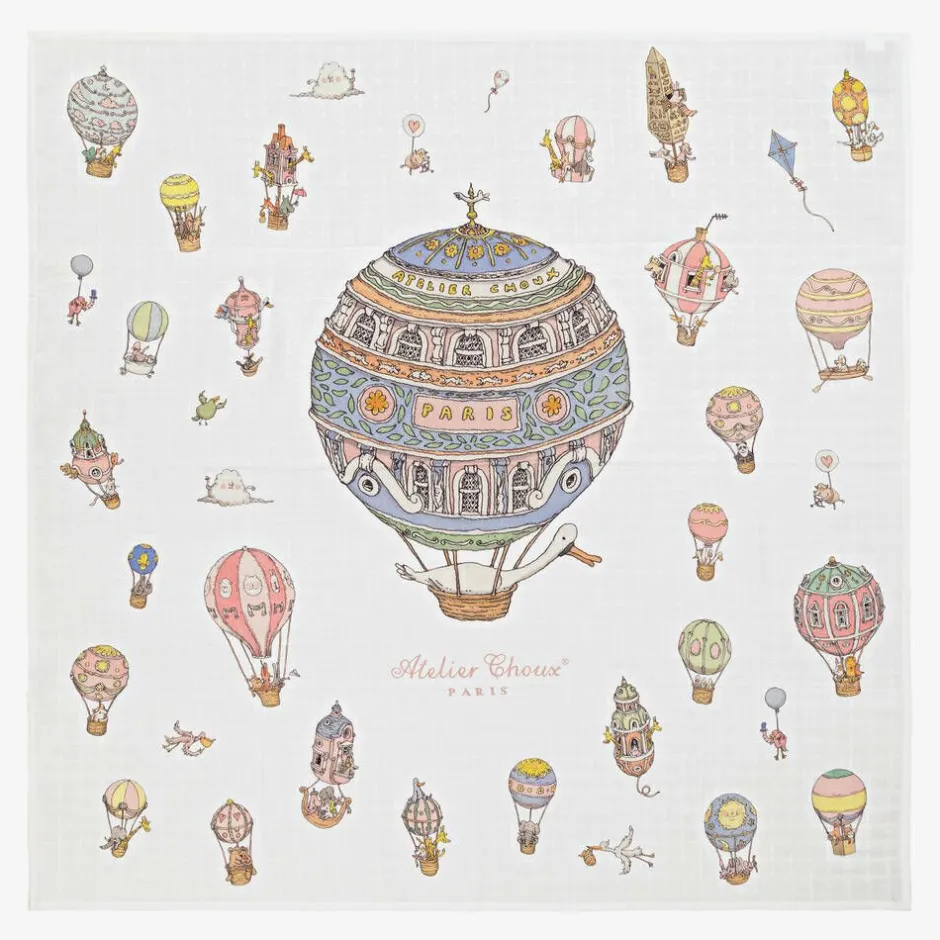 Atelier Choux Paris Ivory & Pink Organic Cotton Swaddles (3 Pack) Hot