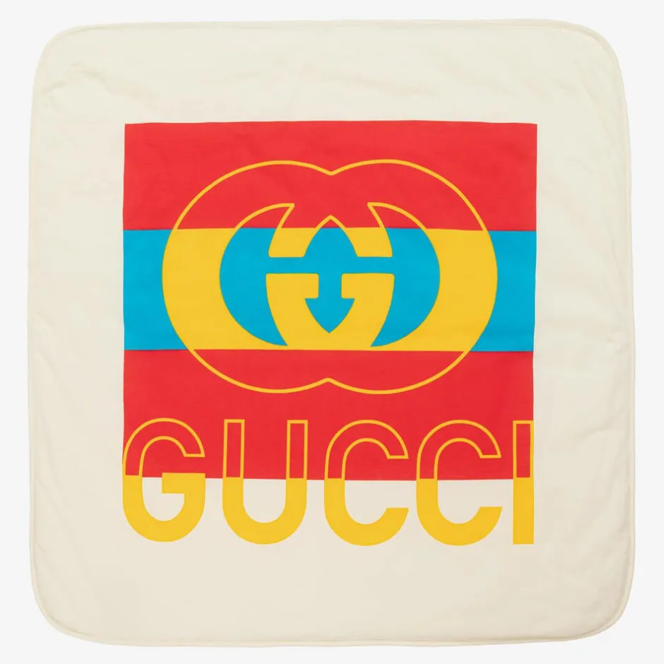 Gucci Ivory & Red Cotton Interlocking G Blanket (80cm)