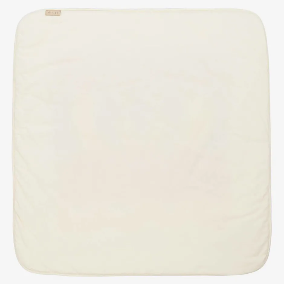 Gucci Ivory & Red Cotton Interlocking G Blanket (80cm)