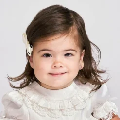 Peach Ribbons Ivory Bow Hair Clip (7cm) Discount