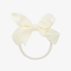 Peach Ribbons Ivory Bow Hair Elastic (7cm) Best