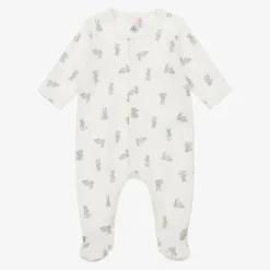 Petit Bateau Ivory Bunny Organic Cotton Babygrow