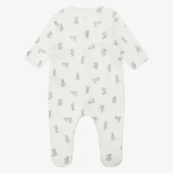 Petit Bateau Ivory Bunny Organic Cotton Babygrow