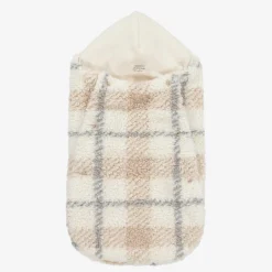 1 + in the family Ivory Check Sherpa Fleece Baby Nest (74cm)