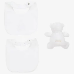 Emile et Rose Ivory Cotton Baby Bibs & Bear Gift Set Online