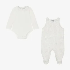 Emporio Armani Ivory Cotton Babysuit Set Outlet