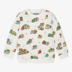 Moschino Baby Ivory Cotton Festive Gifts Sweatshirt Online
