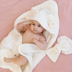 Sofija Ivory Cotton Hooded Towel & Mitt Set (76cm) Best