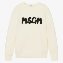 MSGM Ivory Cotton Knit Sweater Online