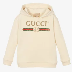 Gucci Ivory Cotton Logo Hoodie Clearance